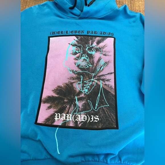 Eleven Paris Blue Hoodie with Purple Graphic - Picture 7 of 13